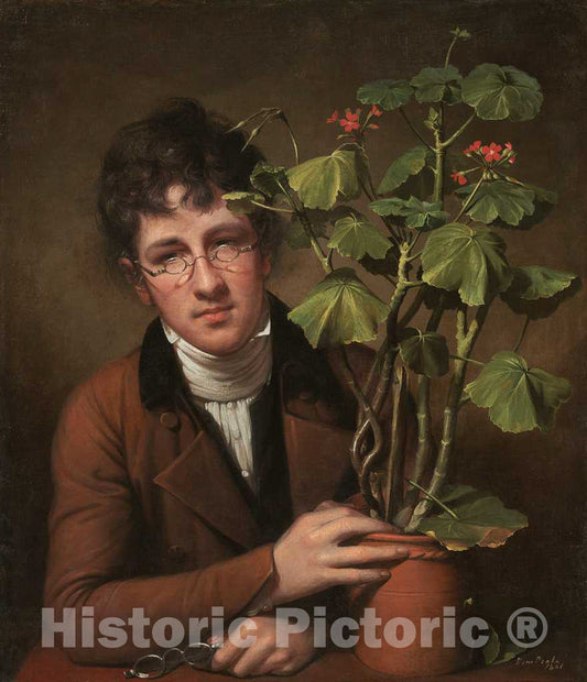 Art Print : Rembrandt Peale, Rubens Peale with a Geranium, 1801 - Vintage Wall Art