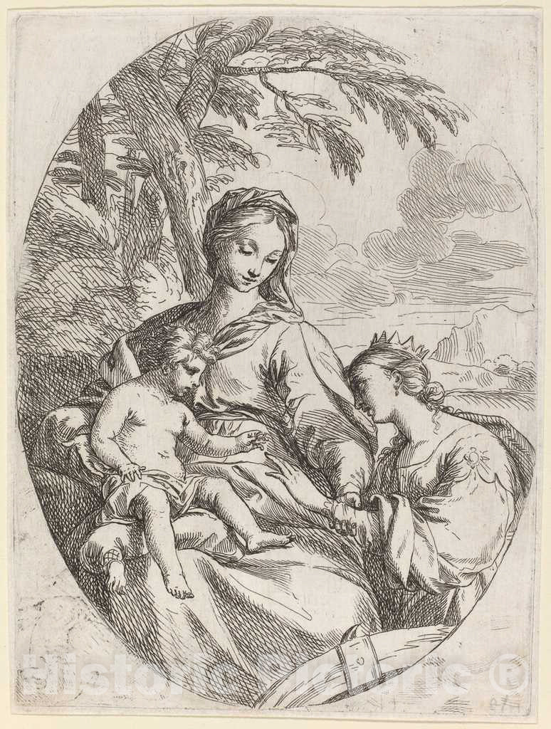 Art Print : Carlo Maratta, The Mystic Marriage of Saint Catherine - Vintage Wall Art