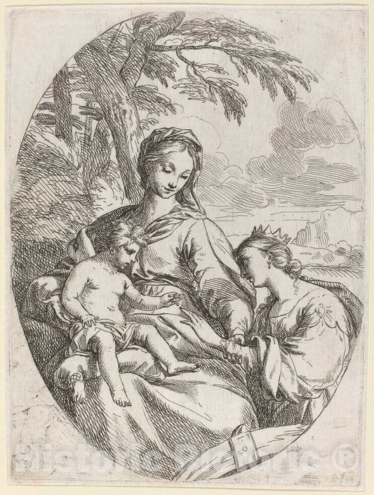 Art Print : Carlo Maratta, The Mystic Marriage of Saint Catherine - Vintage Wall Art