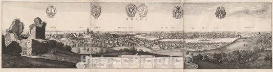 Art Print : Wenceslaus Hollar, The Great View of Prague, 1649 - Vintage Wall Art
