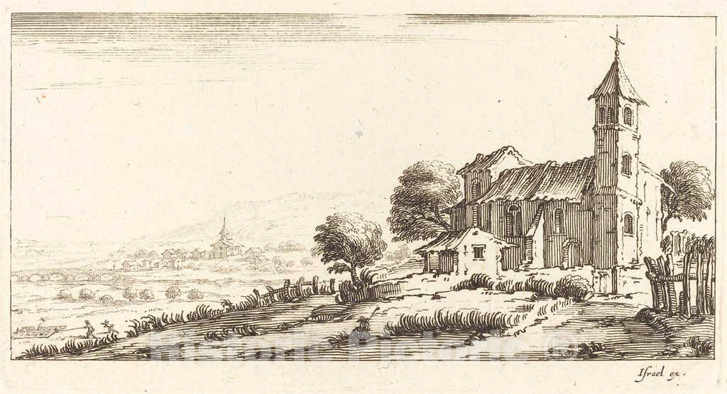 Art Print : Jacques Callot, Village Church, in or After 1635 - Vintage Wall Art