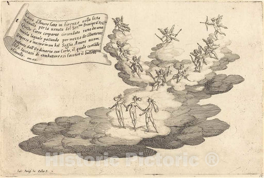 Art Print : Jacques Callot, The Float of Love, 1616 - Vintage Wall Art