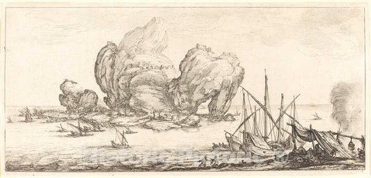 Art Print : Jacques Callot, The Large Rock, c. 1630 - Vintage Wall Art