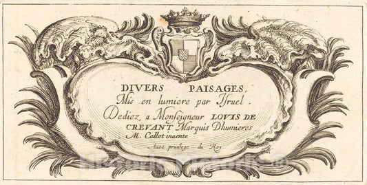 Art Print : Jacques Callot, Title Page for Various Landscapes, 1635 or After - Vintage Wall Art