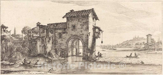 Art Print : Jacques Callot, The Watermill, c. 1630 - Vintage Wall Art