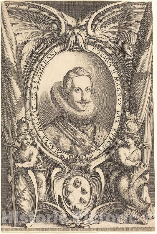 Art Print : Jacques Callot, Cosimo II de' Medici, Grand Duke of Tuscany, 1621 - Vintage Wall Art