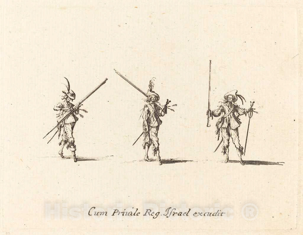 Art Print : Jacques Callot, Drill with The Musket, c.1635 - Vintage Wall Art