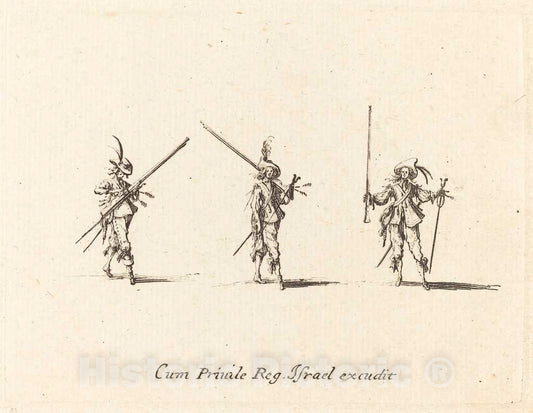 Art Print : Jacques Callot, Drill with The Musket, c.1635 - Vintage Wall Art