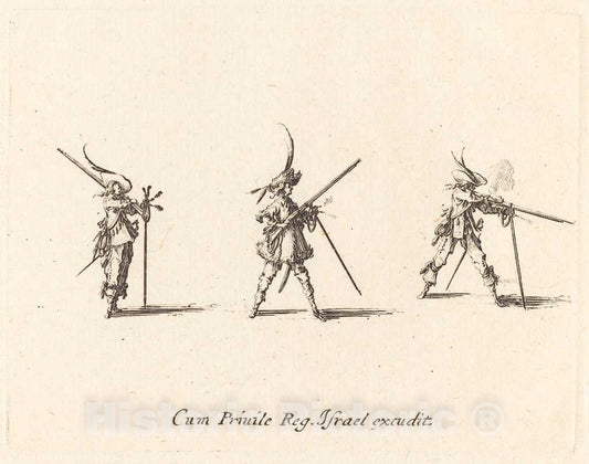 Art Print : Jacques Callot, Firing The Musket, c.1635 - Vintage Wall Art