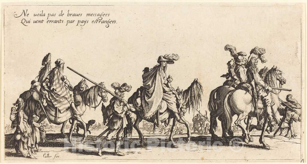 Art Print : Jacques Callot, The Bohemians Marching: The Vanguard, 1621 - Vintage Wall Art
