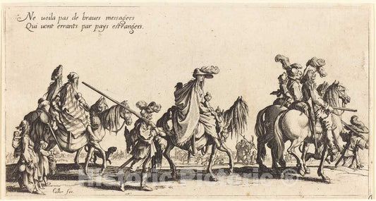 Art Print : Jacques Callot, The Bohemians Marching: The Vanguard, 1621 - Vintage Wall Art