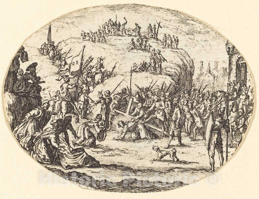 Art Print : Jacques Callot, The Small Carrying of The Cross - Vintage Wall Art