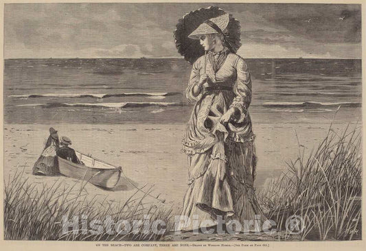 Art Print : Homer, On The Beach - Two are Company, Three are None, 1872 - Vintage Wall Art