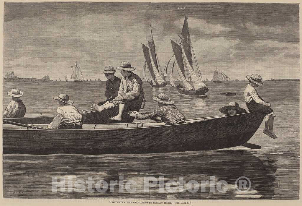 Art Print : Homer, Gloucester Harbor, 1873 - Vintage Wall Art