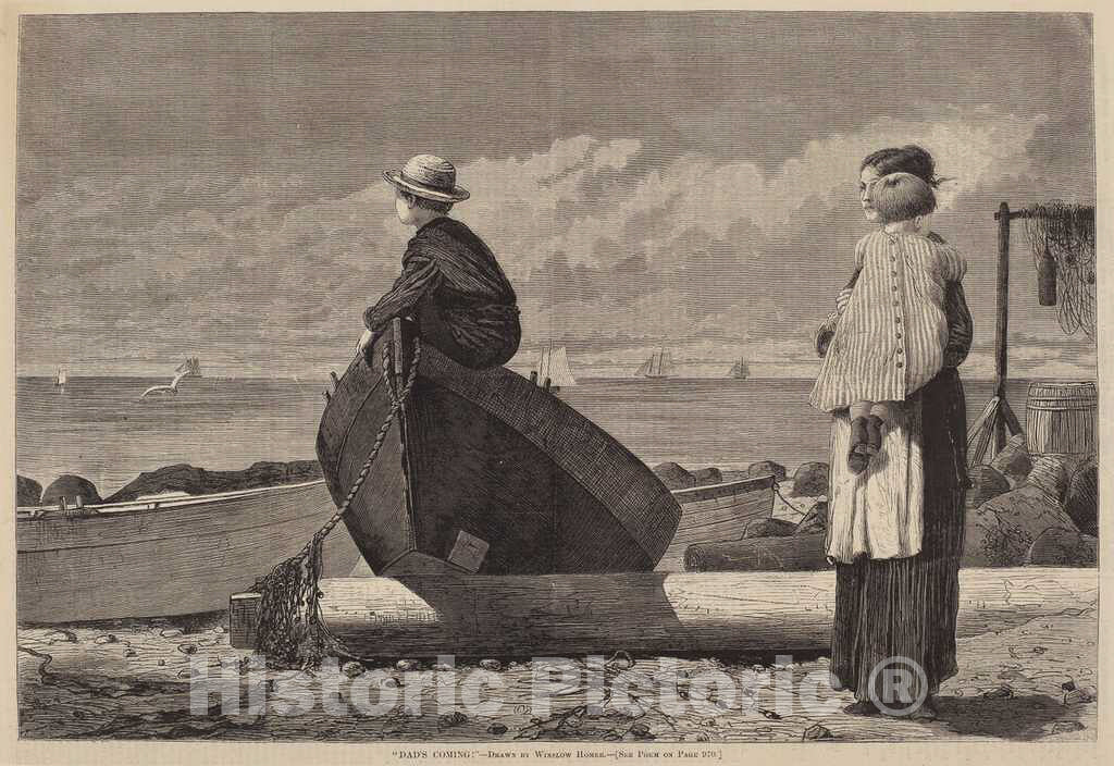 Art Print : Homer, Dad's Coming!, 1873 - Vintage Wall Art
