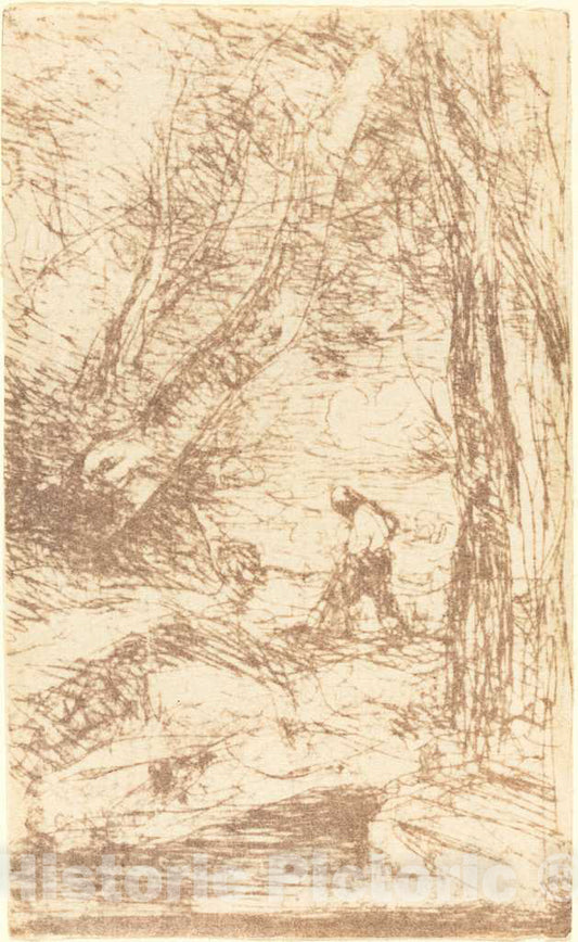 Art Print : Baptiste-Camille Corot, The Woodcutter of Rembrandt (Le Bucheron de Rembrandt), 1853 - Vintage Wall Art