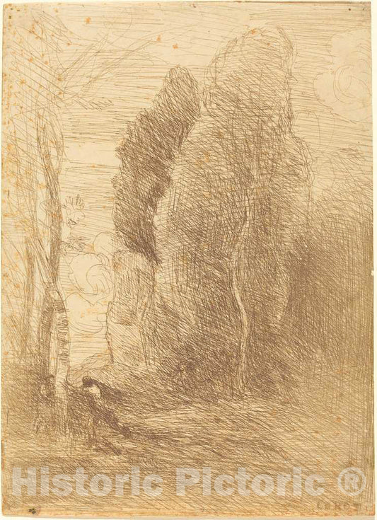 Art Print : Baptiste-Camille Corot, Hide-and-Seek (Cache-Cache), 1858 - Vintage Wall Art
