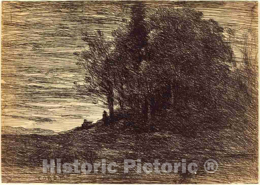 Art Print : Baptiste-Camille Corot, Hermit's Woods (Le Bois de l'ermite), 1858 - Vintage Wall Art