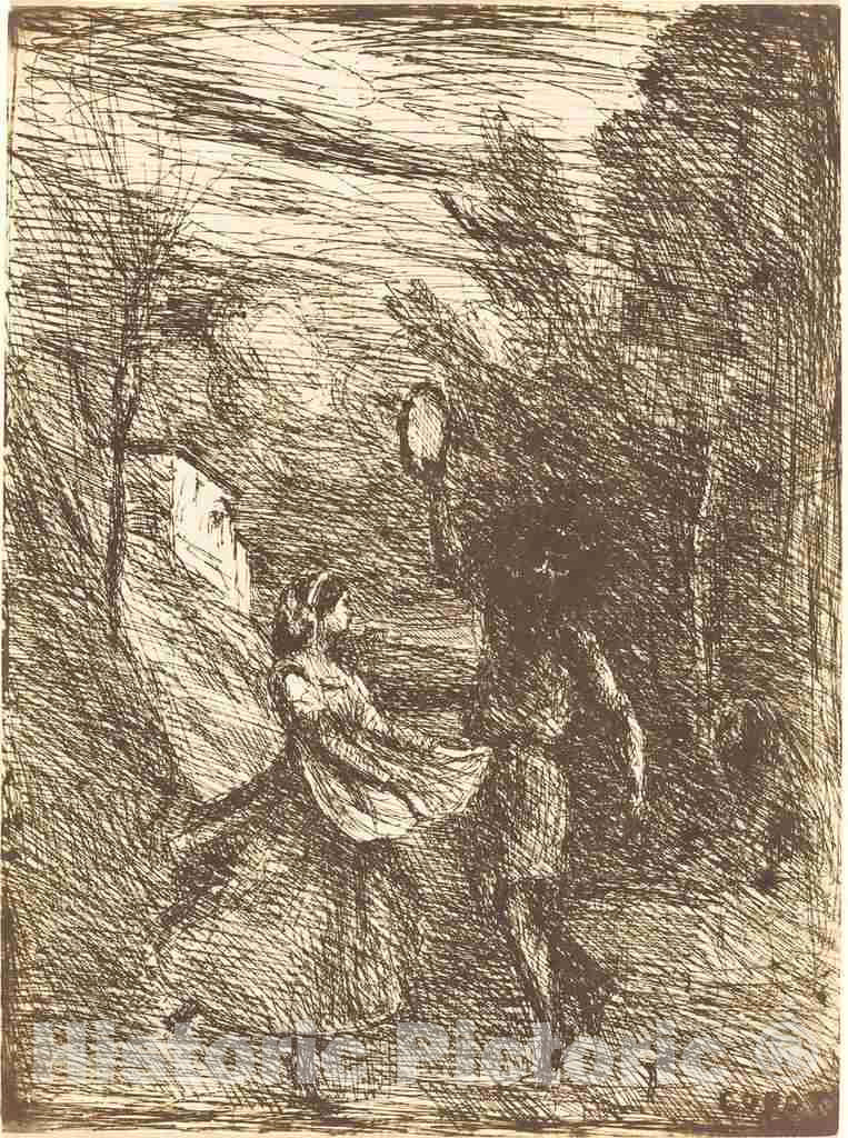 Art Print : Baptiste-Camille Corot, Saltarello (Saltarelle), 1858 - Vintage Wall Art