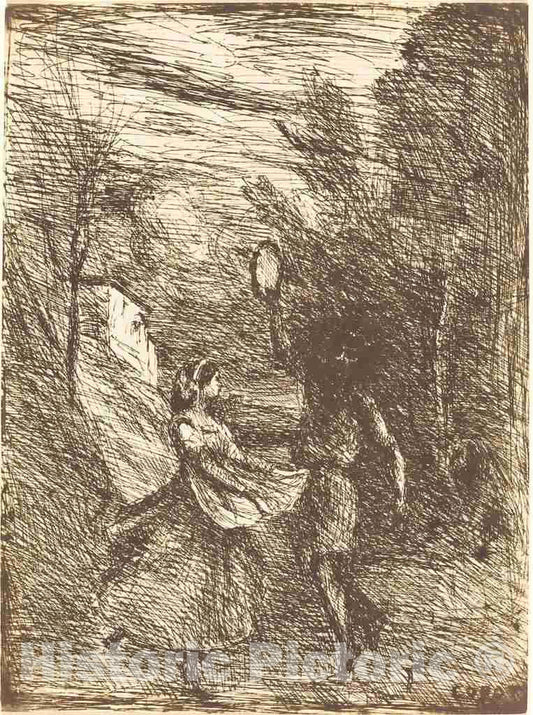 Art Print : Baptiste-Camille Corot, Saltarello (Saltarelle), 1858 - Vintage Wall Art
