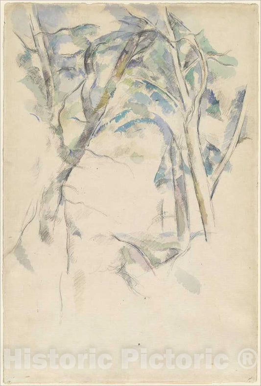 Art Print : Paul CÃ©zanne, Trees Leaning Over Rocks, c. 1892 - Vintage Wall Art