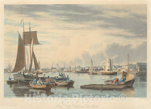 Art Print : William James Bennett, Boston: from City Point Near Sea Street - Vintage Wall Art