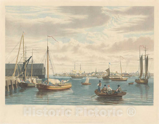 Art Print : William James Bennett, Boston: from The Ship House West End of The Navy Yard, 1833 - Vintage Wall Art