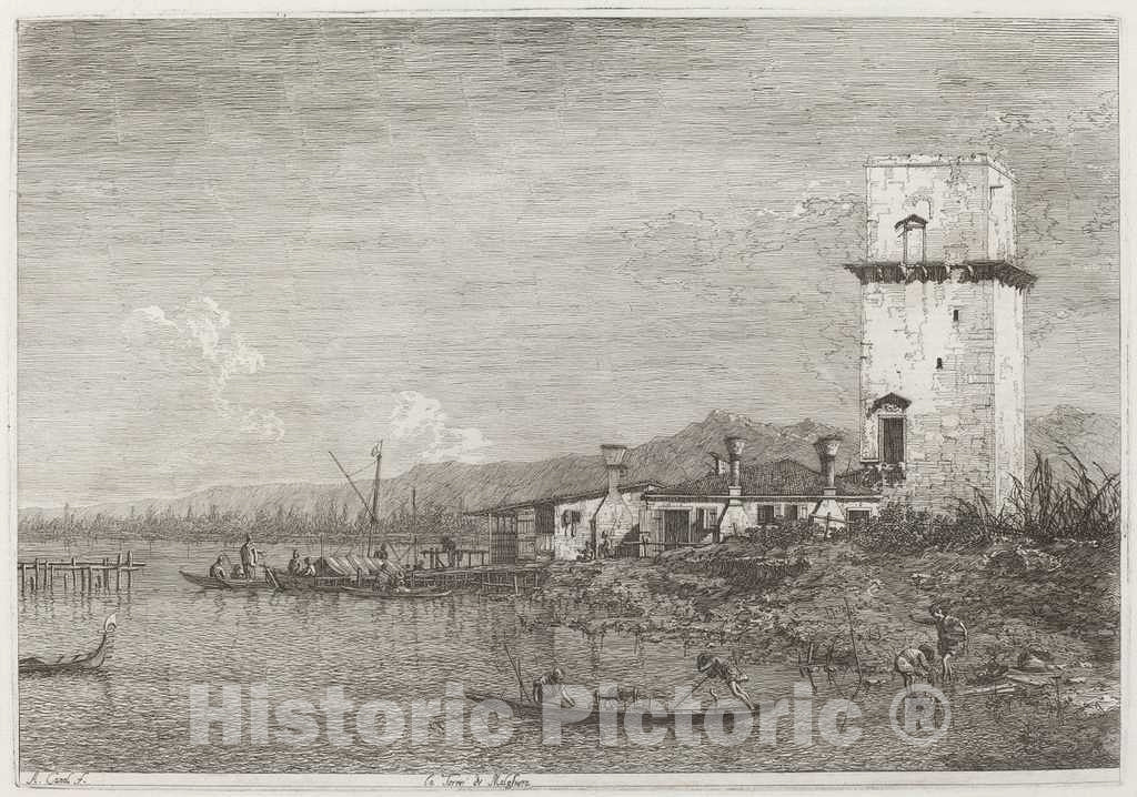Art Print : Canaletto, La Torre di Malghera, c.1741 - Vintage Wall Art