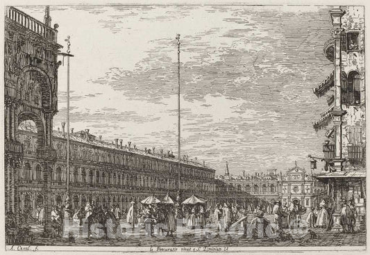 Art Print : Canaletto, Le Procuratie niove e S. Ziminian V. [Upper Right], c.1741 - Vintage Wall Art