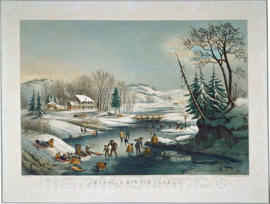 Art Print : Frances Flora Bond Palmer, American Winter Scenes: Morning, 1854 - Vintage Wall Art