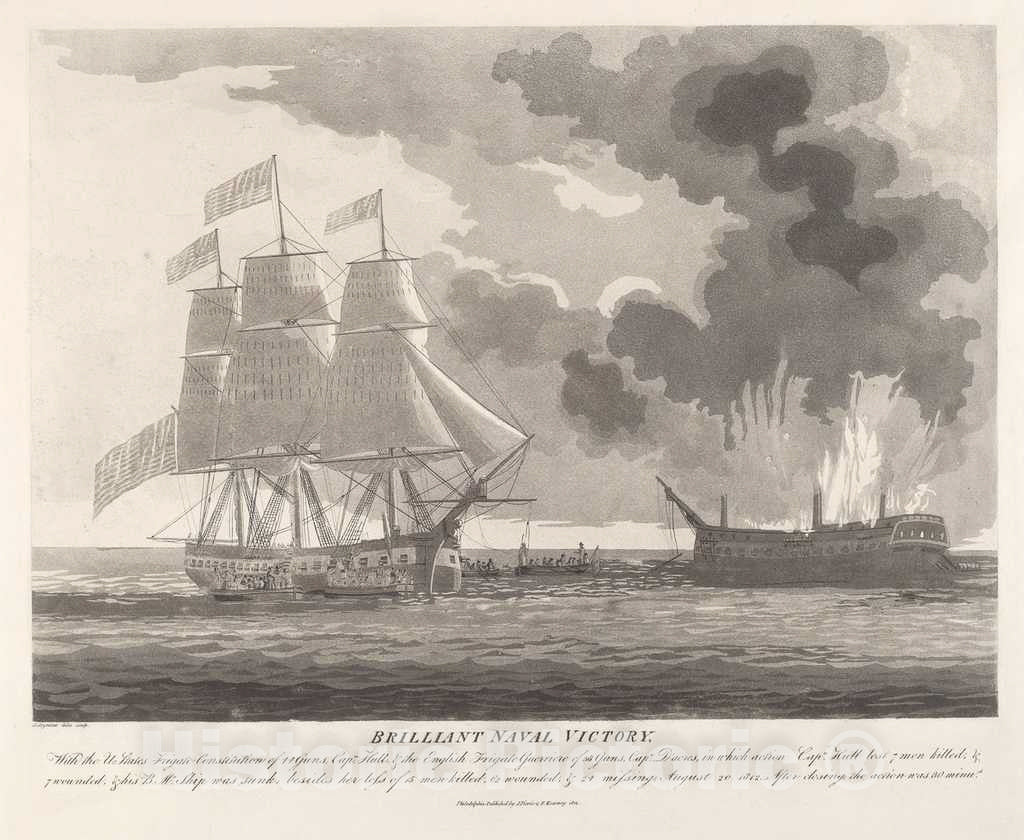 Art Print : Samuel Seymour, Brilliant Naval Victory, 1812 - Vintage Wall Art