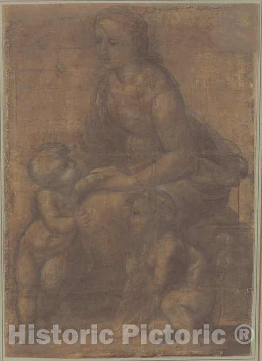 Art Print : Raphael, The Madonna and Child with Saint John The Baptist, c. 1507 - Vintage Wall Art