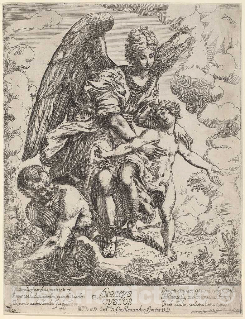 Art Print : Girolamo Imperiale I, Guardian Angel, 1622 - Vintage Wall Art