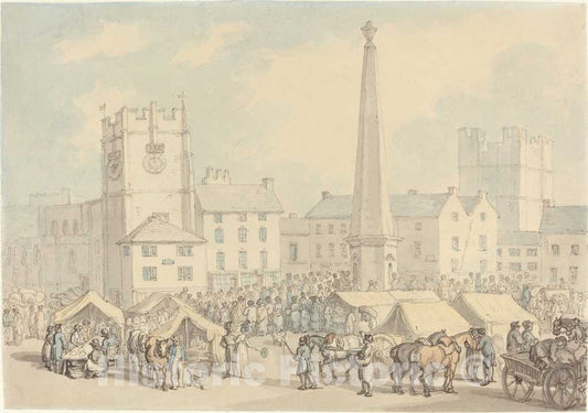 Art Print : Rowlandson, Market Day at Richmond in Yorkshire, c. 1818 - Vintage Wall Art