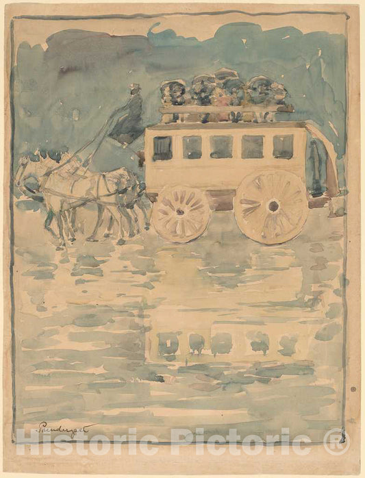 Art Print : Maurice Brazil Prendergast, Parisian Omnibus, c.1894 - Vintage Wall Art
