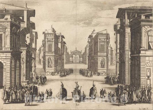 Art Print : Jacques Callot, Solimano, Act I, 1620 - Vintage Wall Art