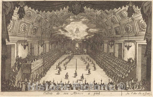Art Print : Jacques Callot, Entry of His Highness on Foot, 1627 - Vintage Wall Art