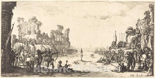 Art Print : Jacques Callot, The Ordeal by Arrows (Saint Sebastian), c.1633 - Vintage Wall Art