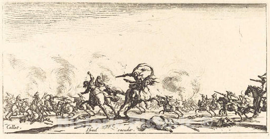 Art Print : Jacques Callot, The Cavalry Combat with Pistols, c.1633 - Vintage Wall Art