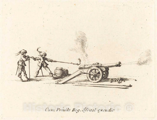 Art Print : Jacques Callot, Firing The Cannon, c.1635 - Vintage Wall Art
