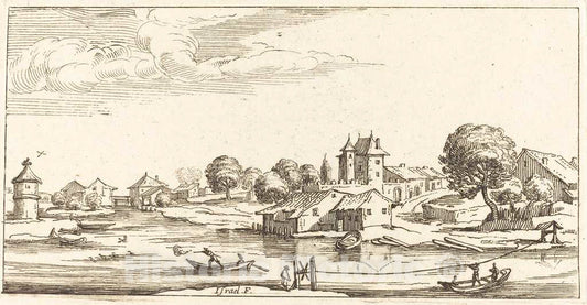 Art Print : Jacques Callot, Landscape, in or After 1635 - Vintage Wall Art
