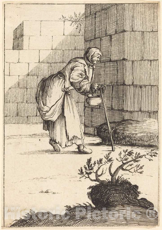 Art Print : Jacques Callot, Beggar Woman, 17th Century - Vintage Wall Art