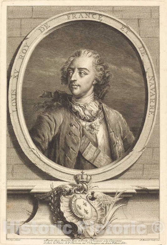 Art Print : Benoist After Le Blon, Louis XV, King of France, 1741 - Vintage Wall Art