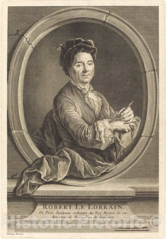 Art Print : Jacques-Le Bas After Hubert Drouais, Robert le Lorrain, 1741 - Vintage Wall Art