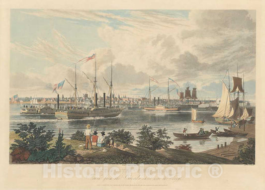 Art Print : Bennett After Grain, City of Detroit, Michigan: Taken from The Canada Shore Near The Ferry, 1837 - Vintage Wall Art