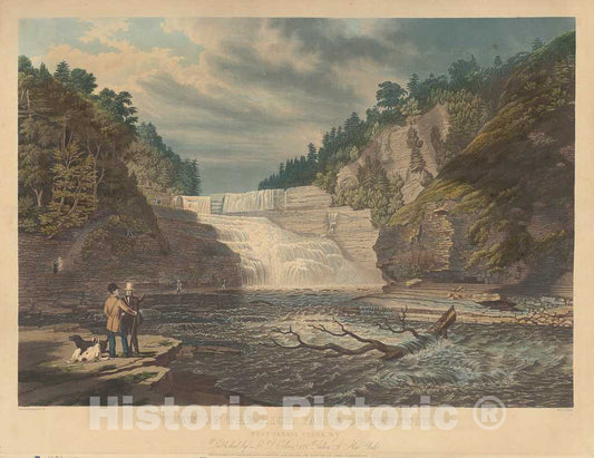 Art Print : William James Bennett, View of The High Falls of Trenton: West Canada Creek, N.Y, 1835 - Vintage Wall Art