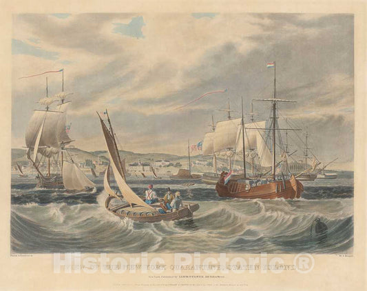 Art Print : View of the New York Quarantine, Staten Island 1833,  William James Bennett -  Vintage Wall Art
