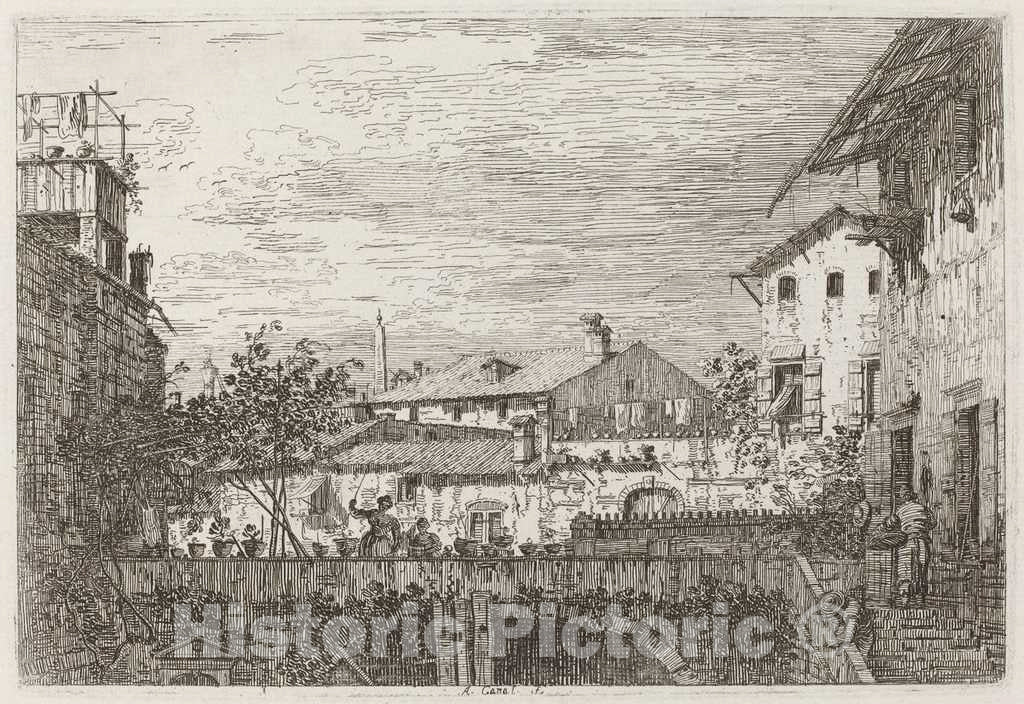 Art Print : Canaletto, The Terrace [Lower Right], c.1741 - Vintage Wall Art