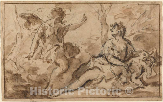 Art Print : Sebastiano Ricci, The Angel Appearing to Hagar and Ishmael, c.1727 - Vintage Wall Art