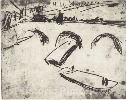 Art Print : Ernst Ludwig Kirchner, Bridge on Crown Prince Embankment (Brucke am Kronprinzenufer), 1909 - Vintage Wall Art